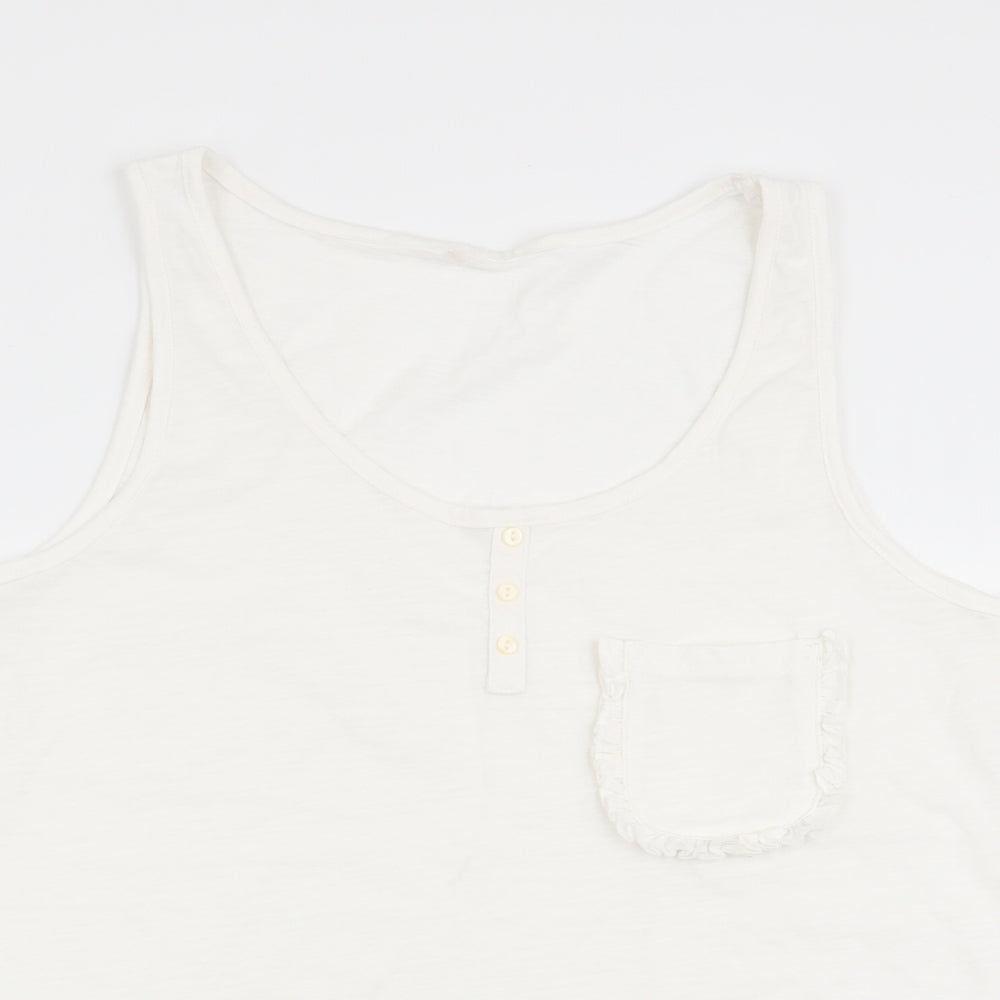 Asda George Womens White Solid  Top Pyjama Top Size 12