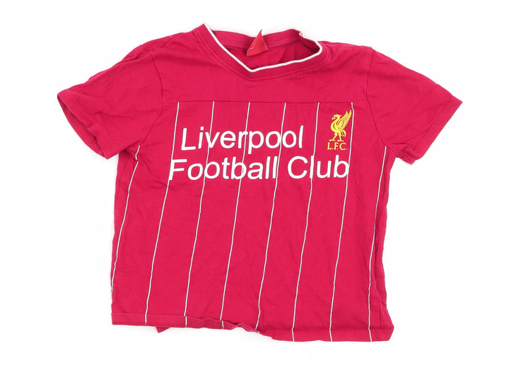 Liverpool FC Boys Red Striped Basic T-Shirt Size 5-6 Years