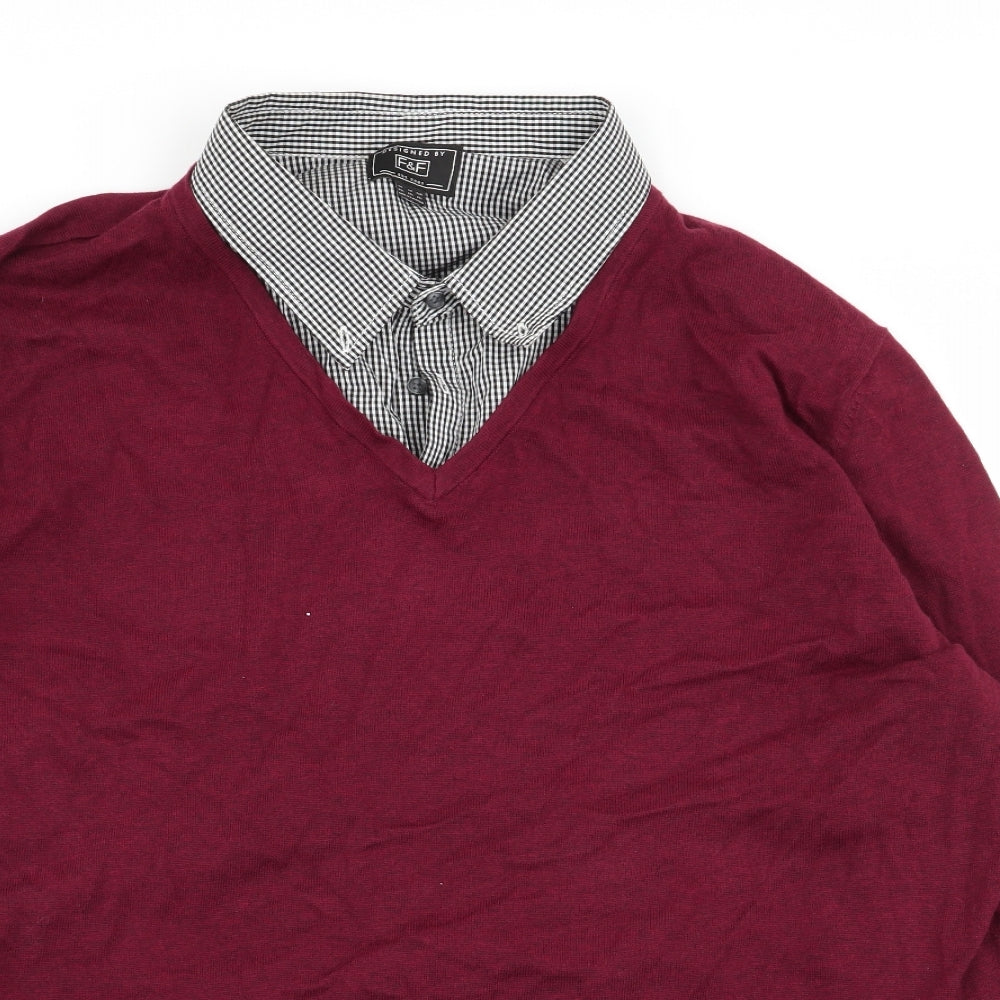 F&F Mens Red   Pullover Jumper Size 2XL  - jumper/shirt