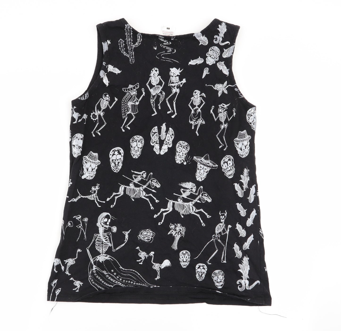 Fruit of the Loom Mens Black Animal Print   T-Shirt Size L  - tank top