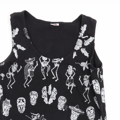 Fruit of the Loom Mens Black Animal Print   T-Shirt Size L  - tank top