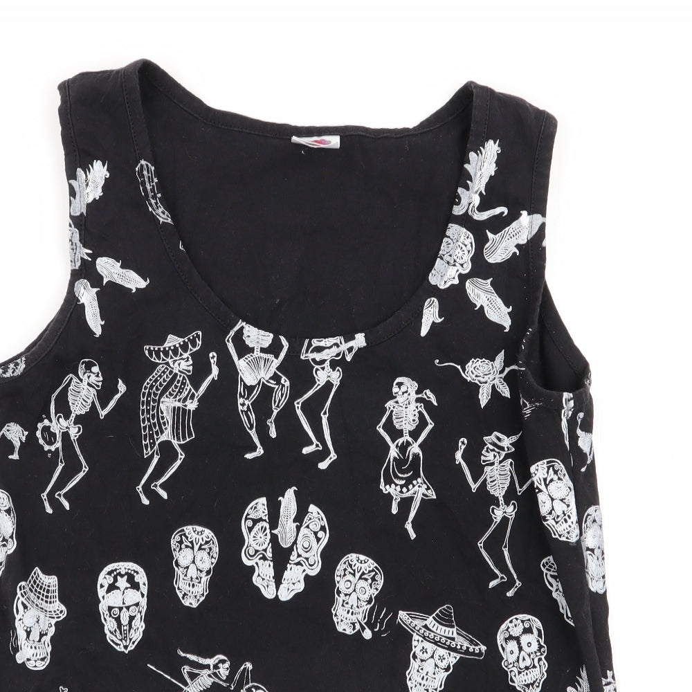 Fruit of the Loom Mens Black Animal Print   T-Shirt Size L  - tank top