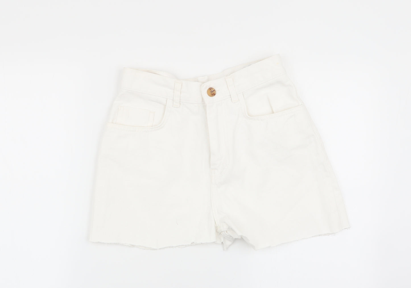 authentic denim Womens White   Hot Pants Shorts Size 6 - denim shorts