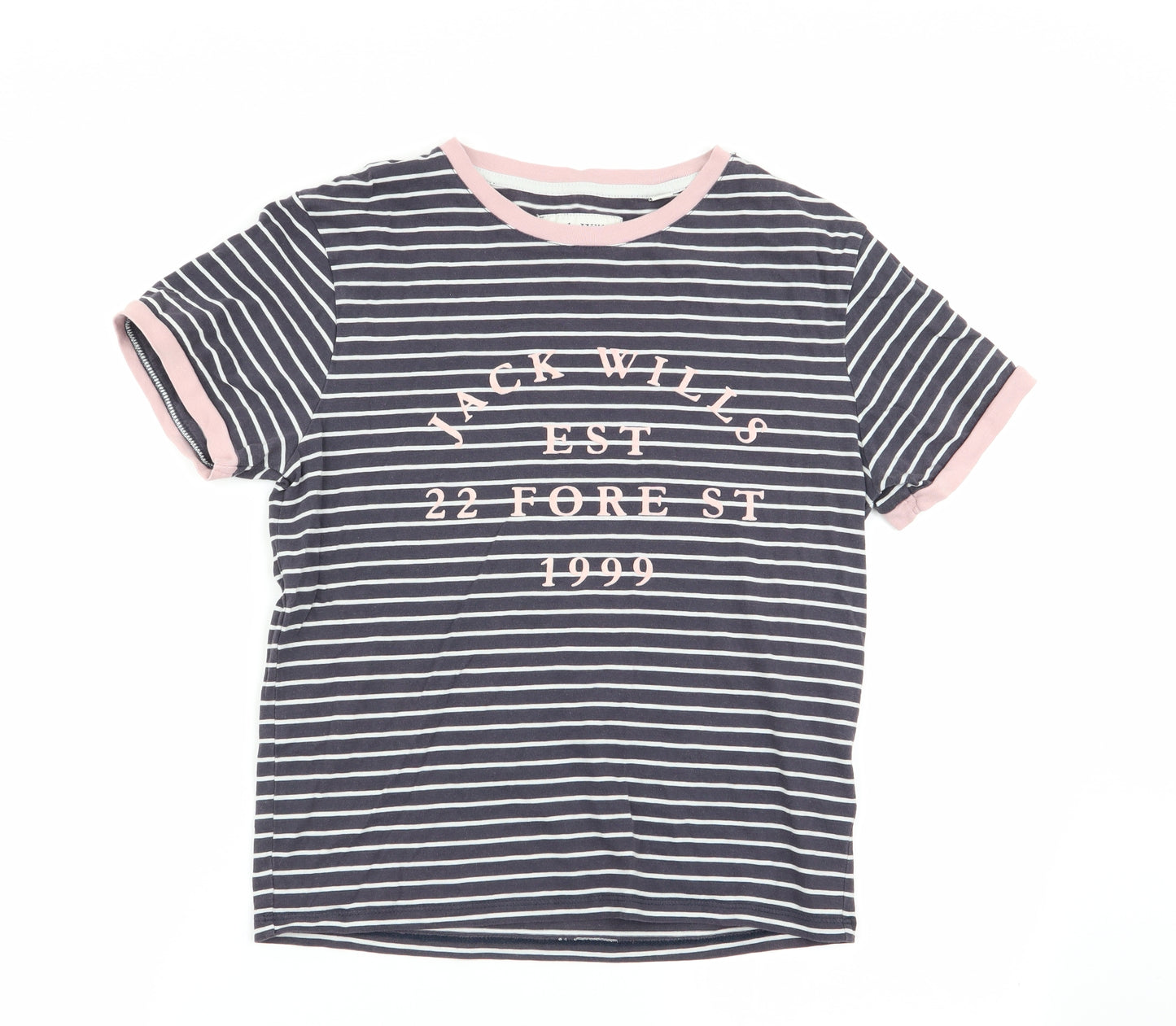 jack willa Womens Multicoloured Striped  Basic T-Shirt Size 12