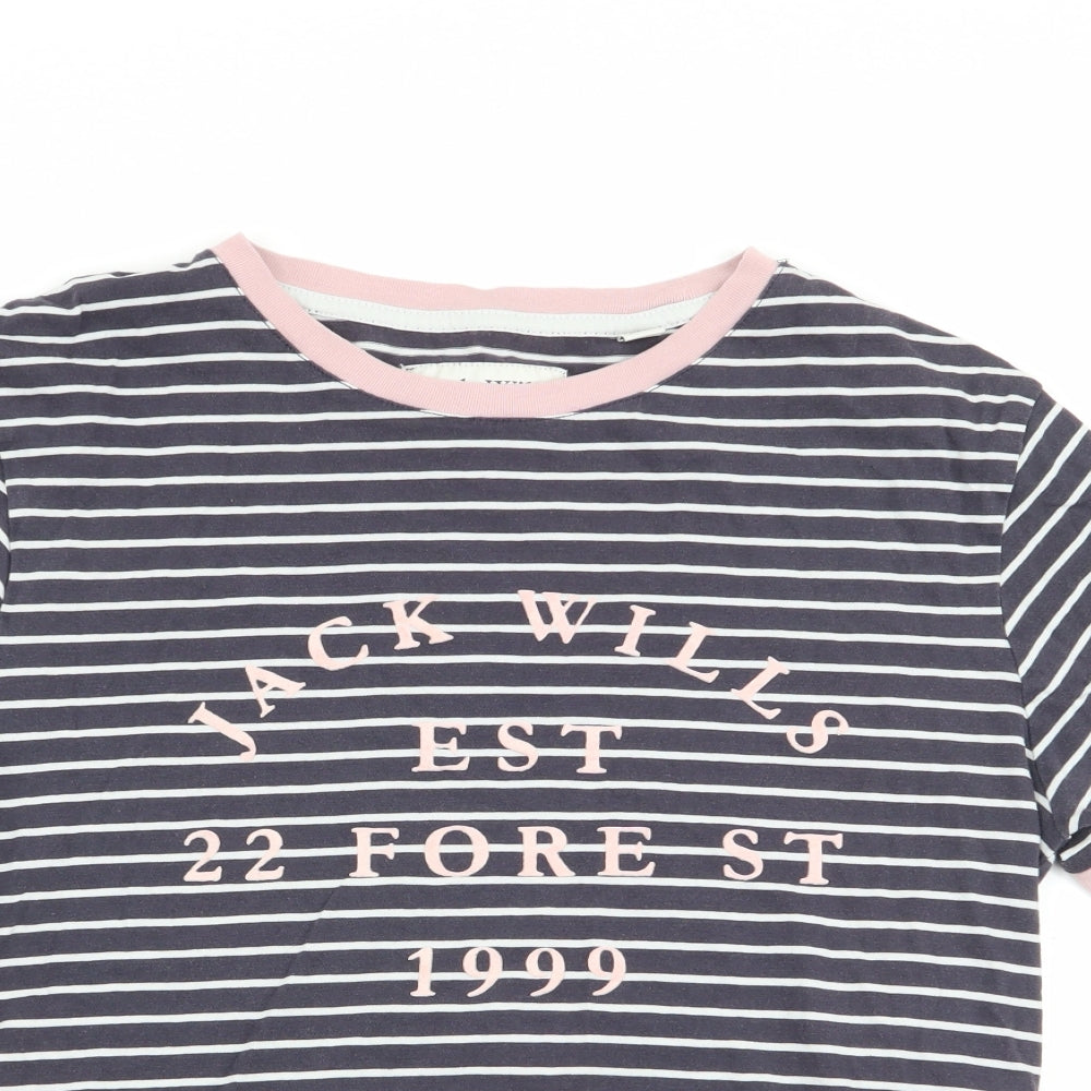 jack willa Womens Multicoloured Striped  Basic T-Shirt Size 12