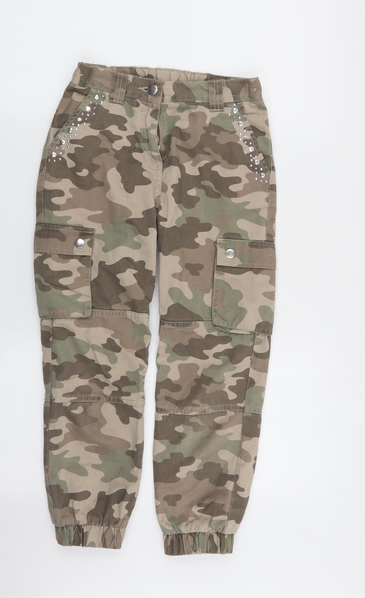 F&F Girls Multicoloured Camouflage  Cargo Trousers Size 8-9 Years