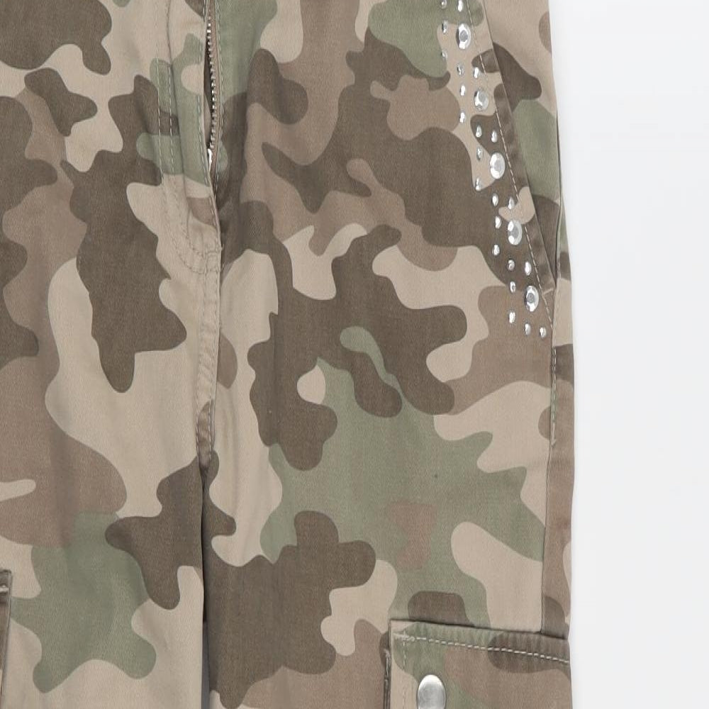 F&F Girls Multicoloured Camouflage  Cargo Trousers Size 8-9 Years