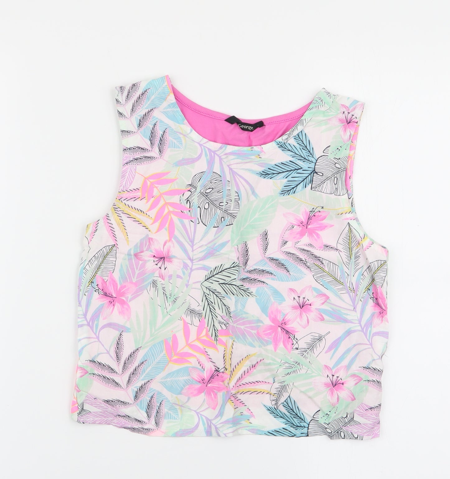 Asda George Girls Multicoloured Floral  Basic Tank Size 8-9 Years