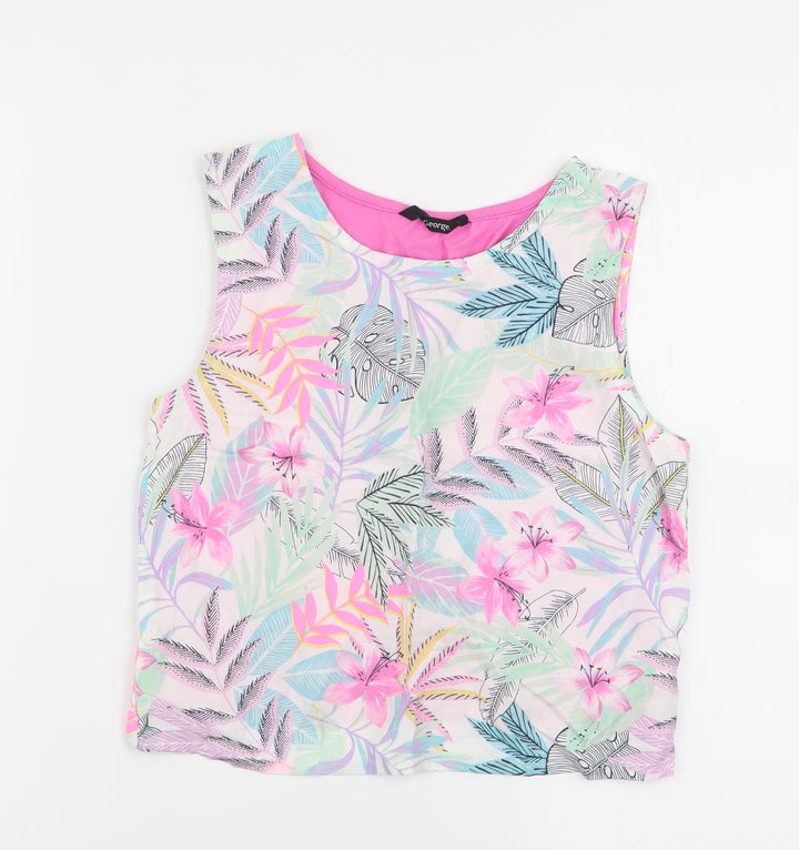 Asda George Girls Multicoloured Floral  Basic Tank Size 8-9 Years
