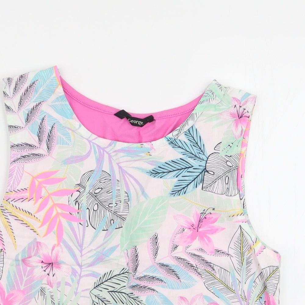 Asda George Girls Multicoloured Floral  Basic Tank Size 8-9 Years