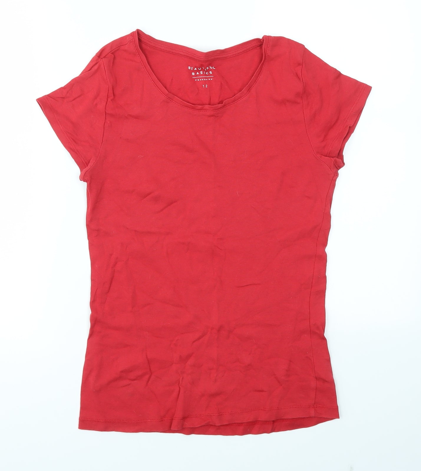Peacocks Womens Red   Basic T-Shirt Size 12