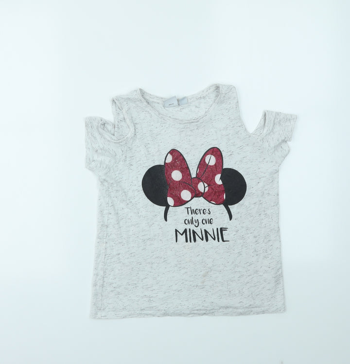 MINI MOUSE Girls Grey   Basic T-Shirt Size 10-11 Years