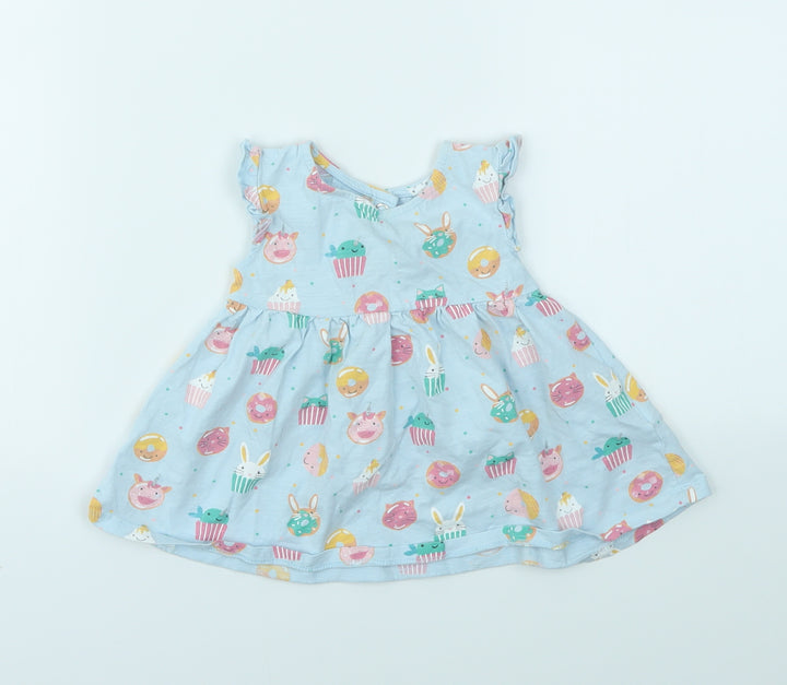 Blue Zoo Girls Blue Animal Print Fit & Flare Size 3-6 Months