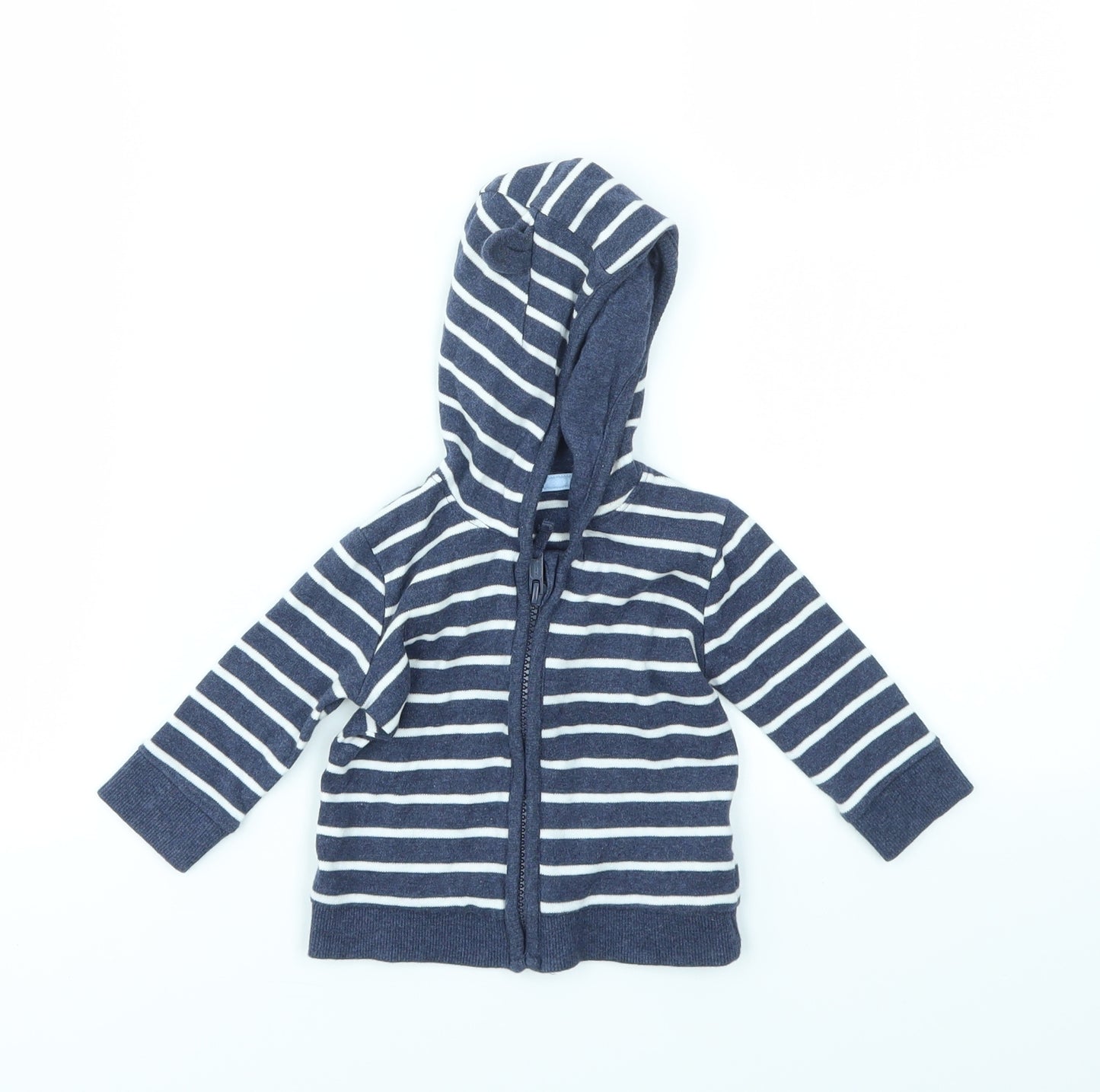 George Boys Blue Striped  Full Zip Jumper Size 0-3 Months