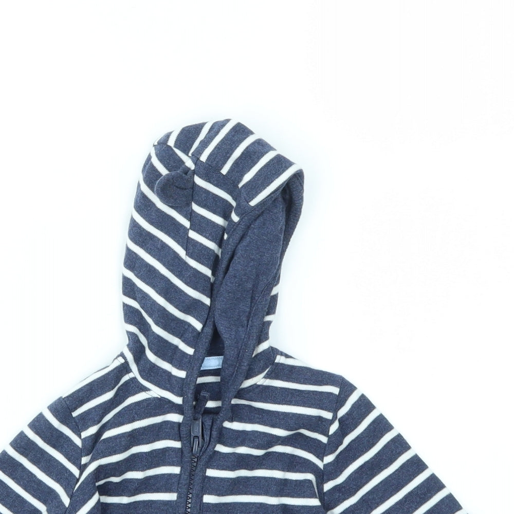 George Boys Blue Striped  Full Zip Jumper Size 0-3 Months