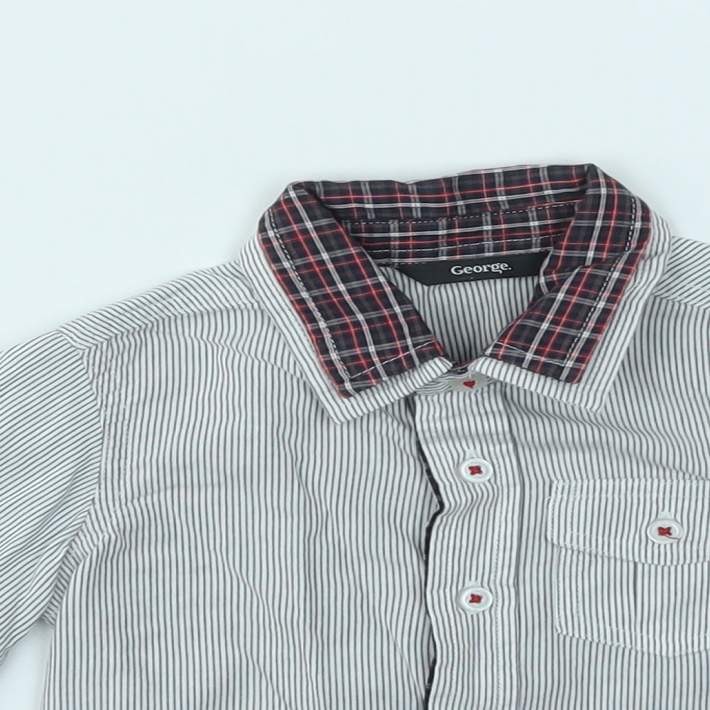 George Boys Grey Striped  Basic Button-Up Size 9-12 Months