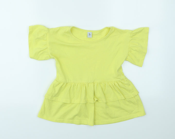 TU Girls Yellow   Basic T-Shirt Size 7 Years