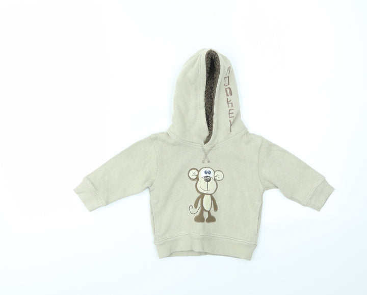 NEXT Boys Brown Animal Print Henley Jumper Size 6-9 Months