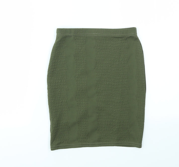 pretty little  Thing Womens Green   A-Line Skirt Size 4  - stretch waistband