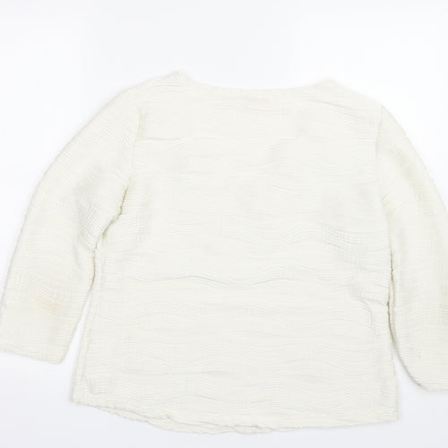 Together Womens White Striped  Pullover Jumper Size 16