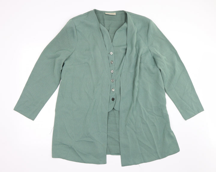 Ann Harvey Womens Green Basic Button-Up Size 18