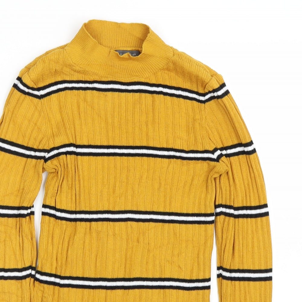 Primark Womens Yellow Striped  Basic T-Shirt Size S