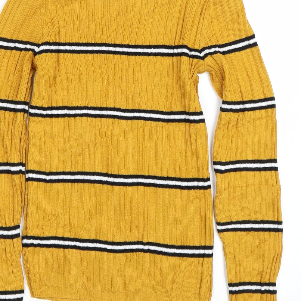 Primark Womens Yellow Striped  Basic T-Shirt Size S