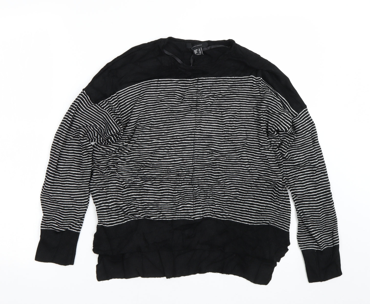 Primark Womens Black Striped  Pullover Jumper Size 16