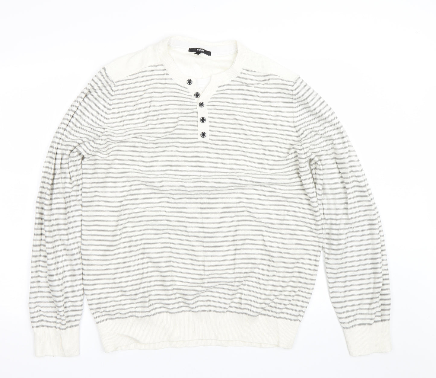 George Mens White Striped  Pullover Jumper Size L