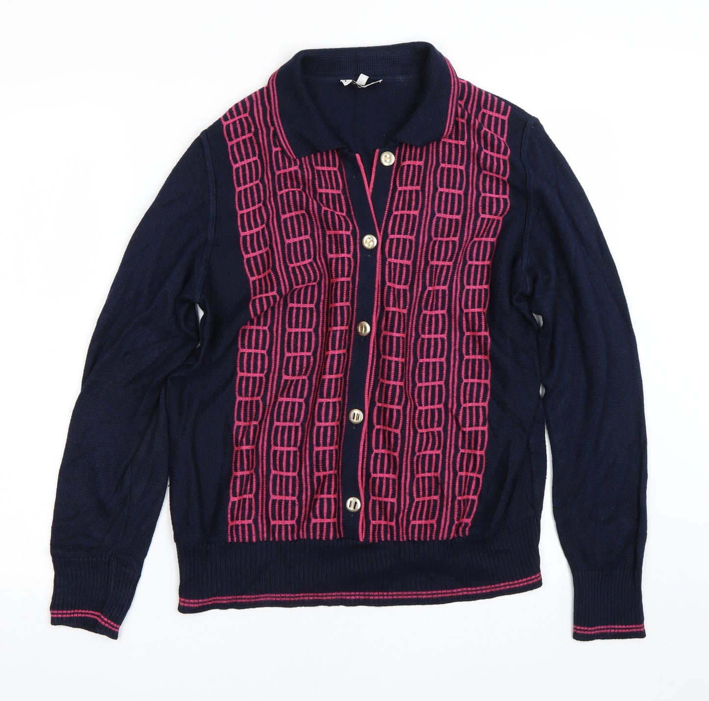 Grazia Womens Blue Geometric  Cardigan Jumper Size 18