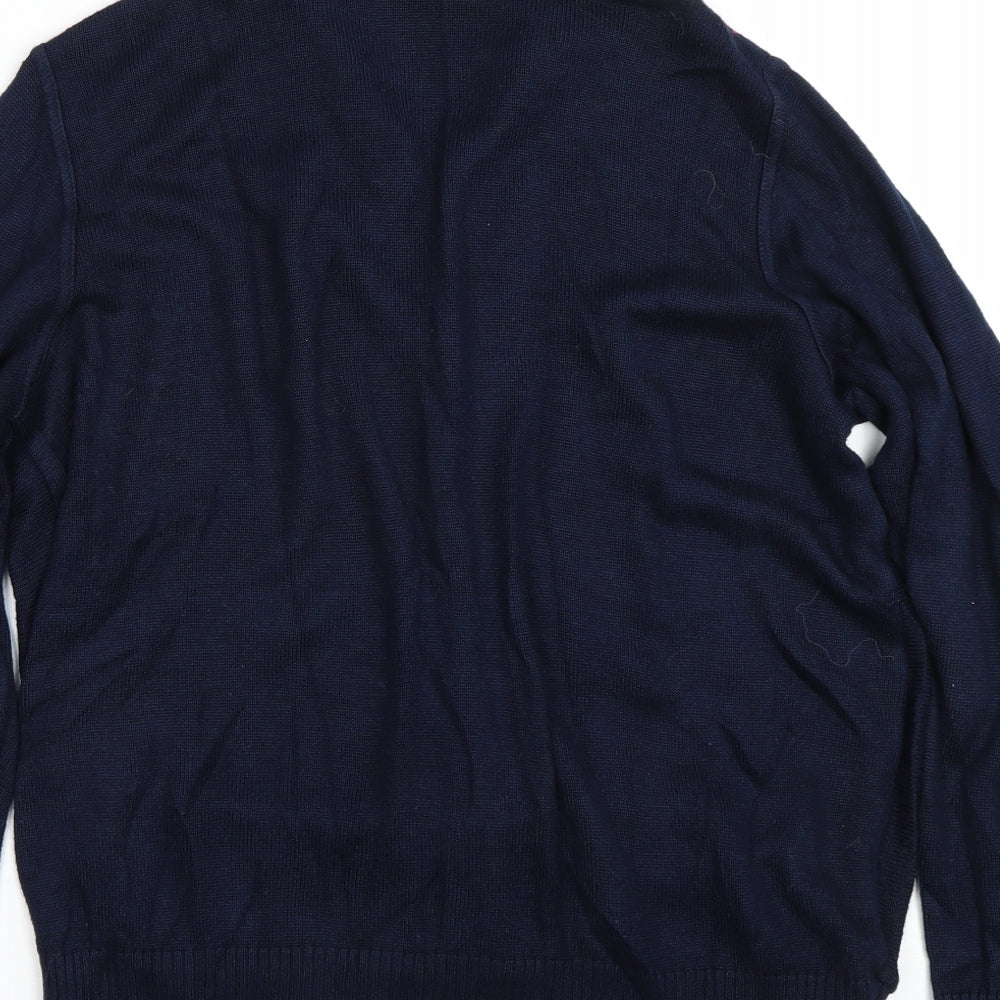 Grazia Womens Blue Geometric  Cardigan Jumper Size 18