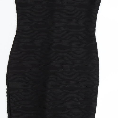 New Look Womens Black Striped  Wrap Dress  Size 10
