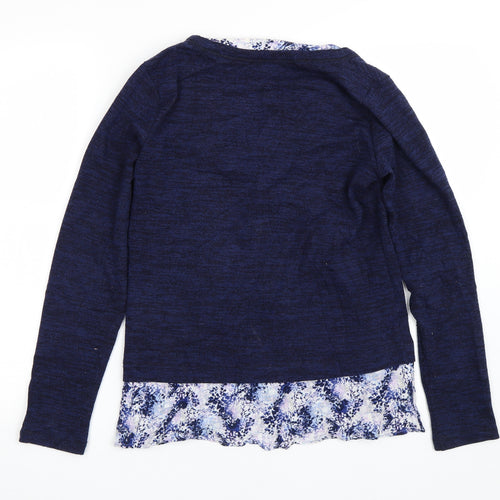 M&S Womens Blue Floral  Pullover Jumper Size 8