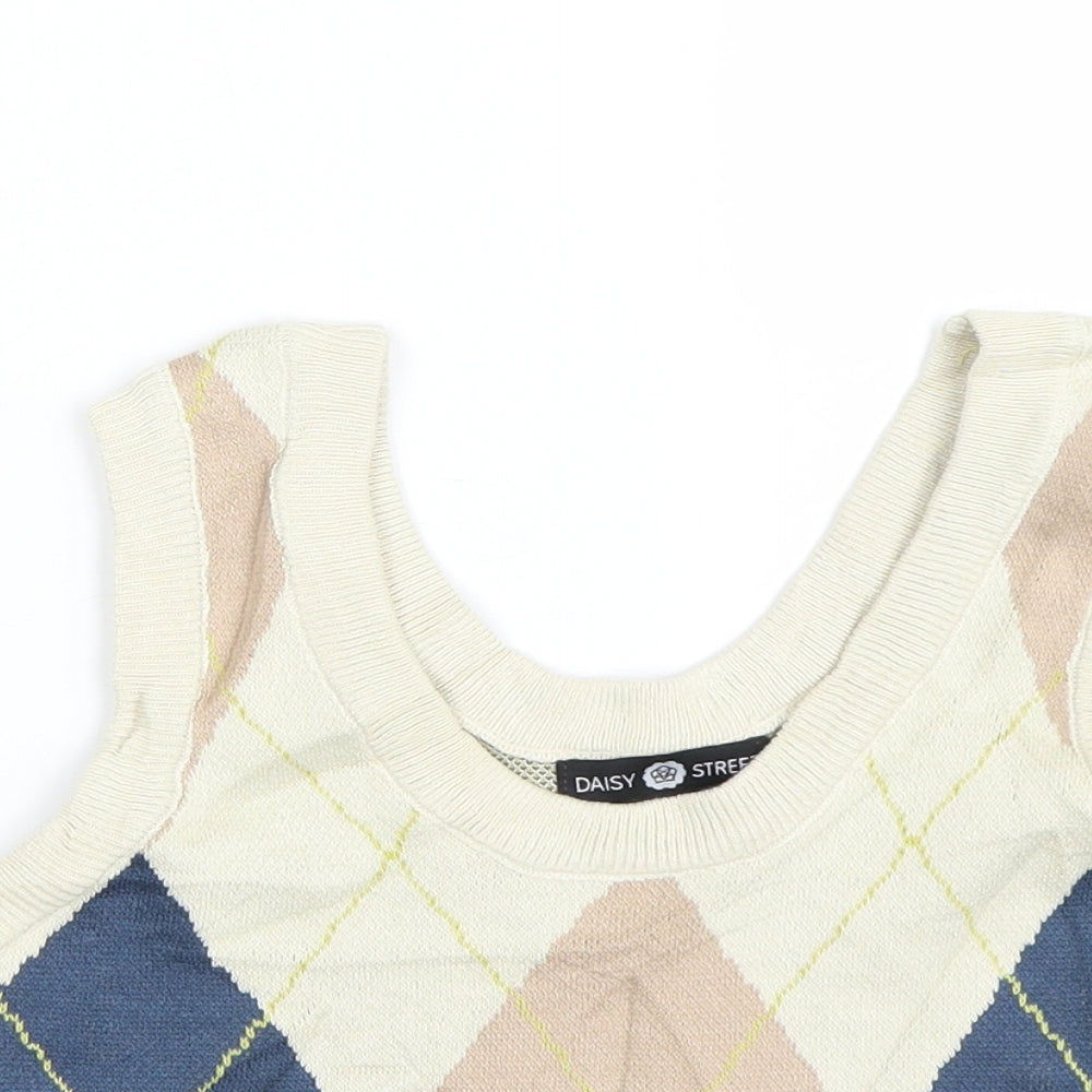 Daisy Street Womens Beige Argyle/Diamond  Cropped Tank Size 10