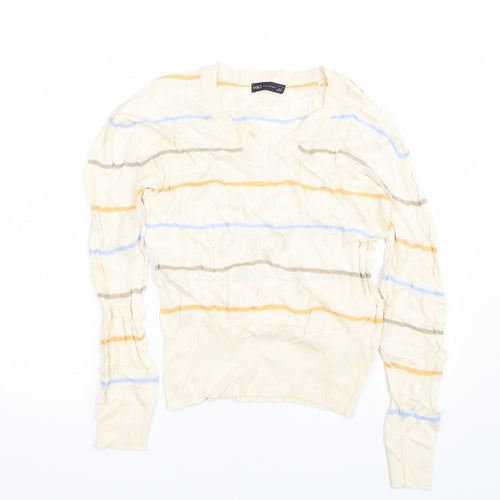 M&S Womens Beige Striped  Pullover Jumper Size S