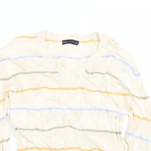 M&S Womens Beige Striped  Pullover Jumper Size S