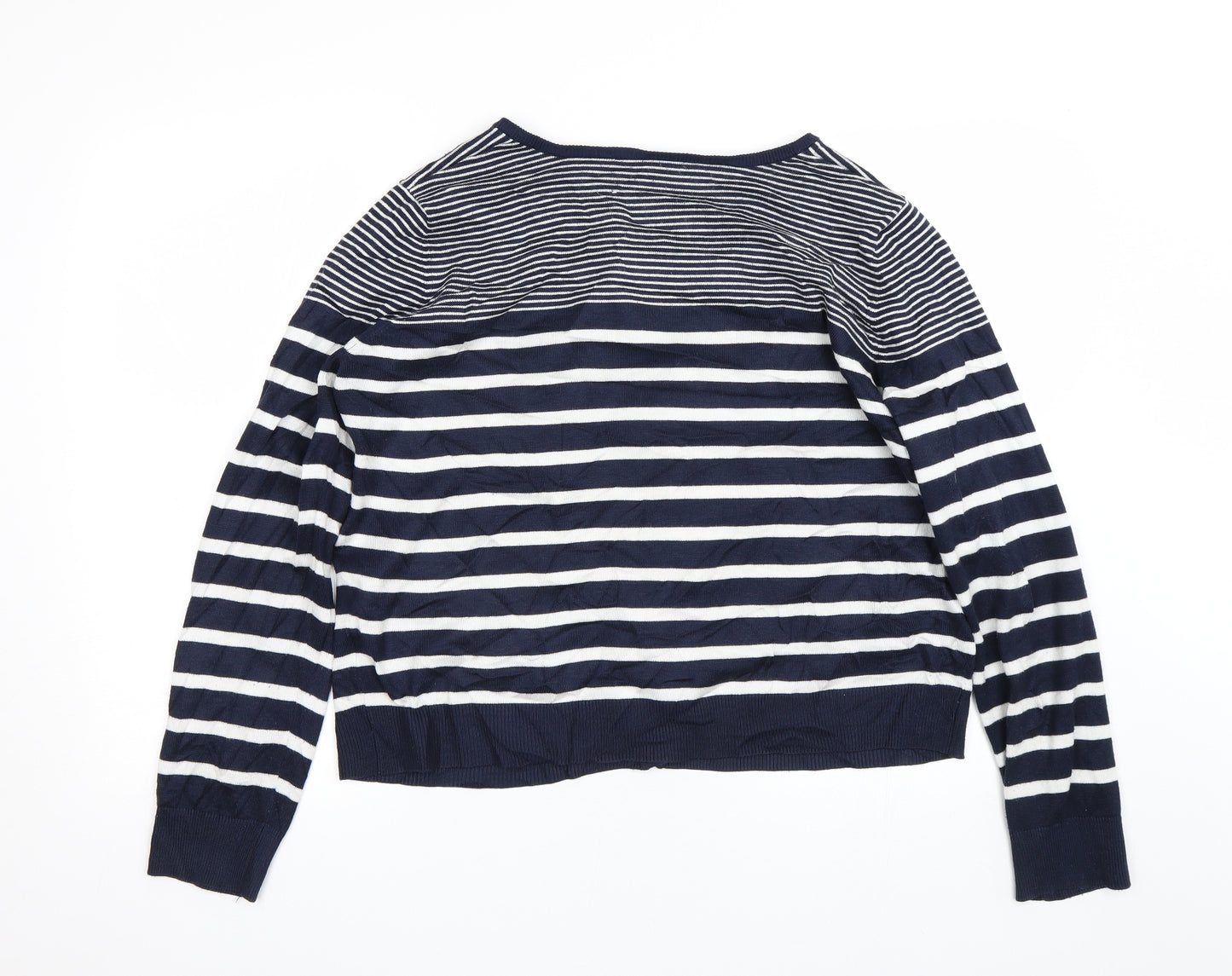Miso Womens Blue Striped  Cardigan Jumper Size M