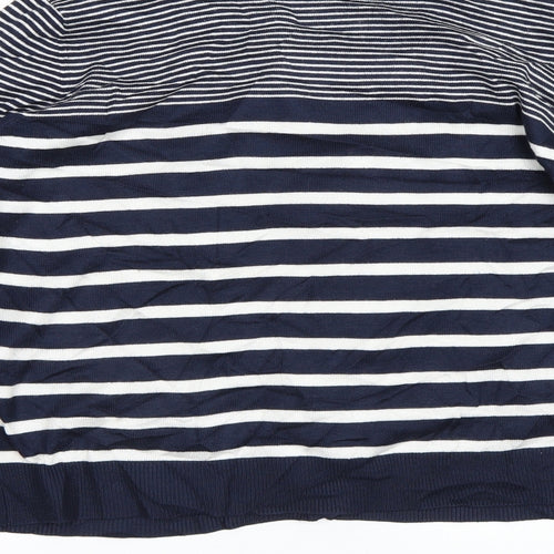 Miso Womens Blue Striped  Cardigan Jumper Size M