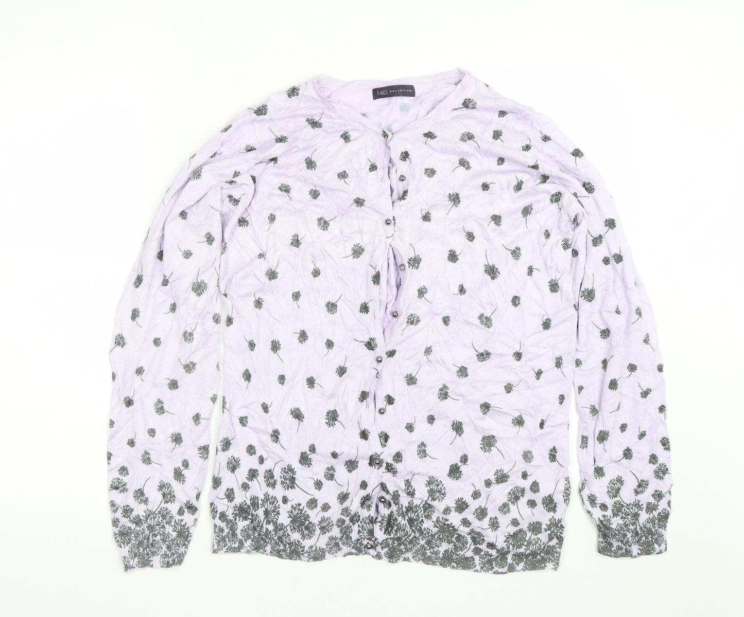 M&S Womens Purple Floral  Cardigan Jumper Size 20