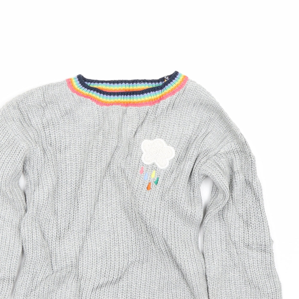 NEXT Girls Grey   Jumper Dress  Size 4-5 Years  - Rainbow Print