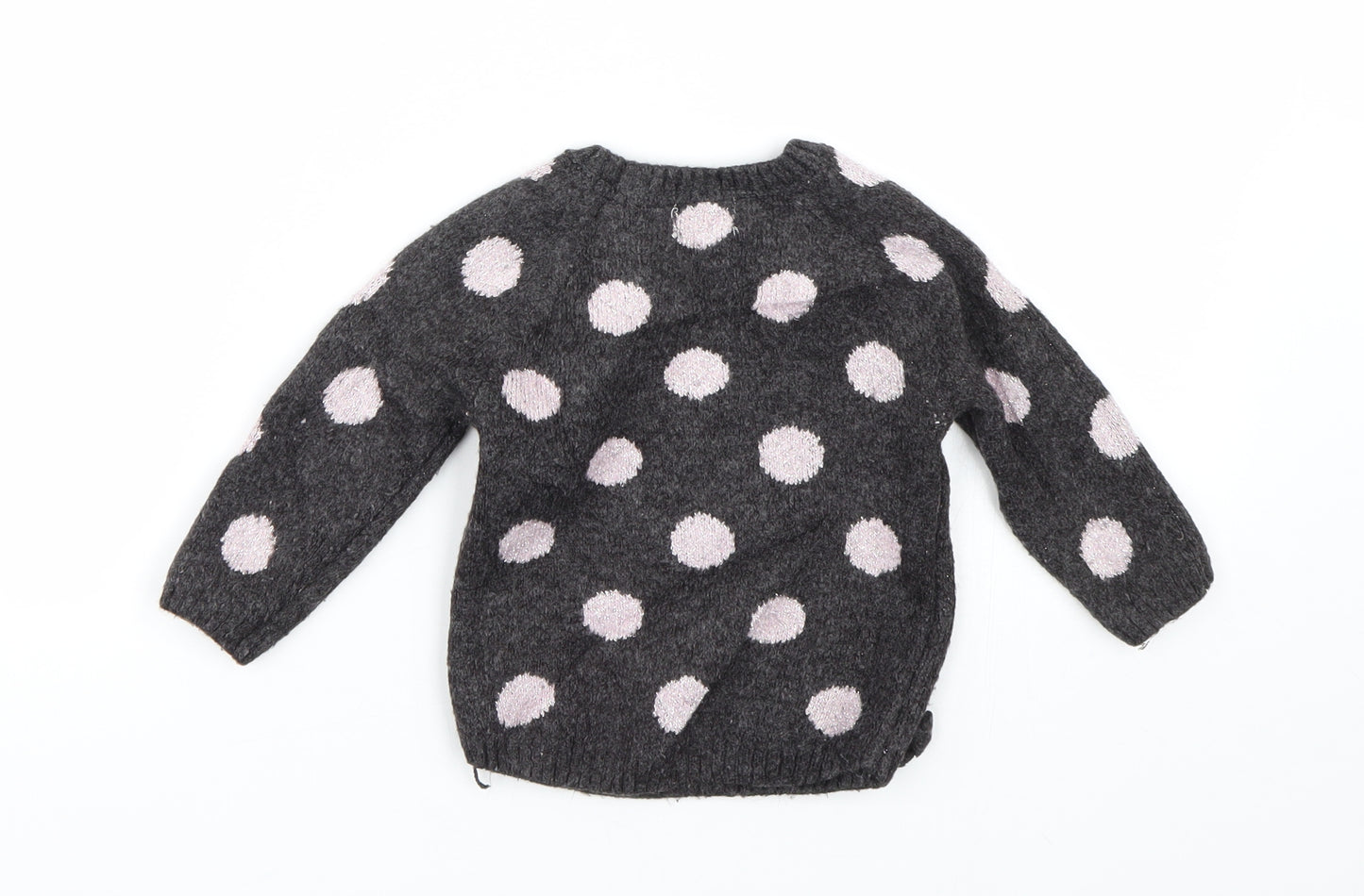 Primark Girls Grey Polka Dot  Pullover Jumper Size 12-18 Months