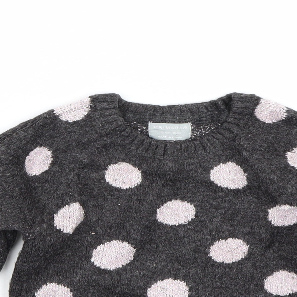 Primark Girls Grey Polka Dot  Pullover Jumper Size 12-18 Months