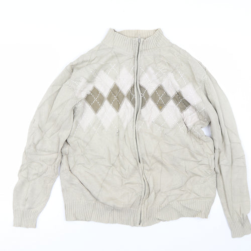 Brooker Mens Brown Argyle/Diamond  Full Zip Sweatshirt Size L