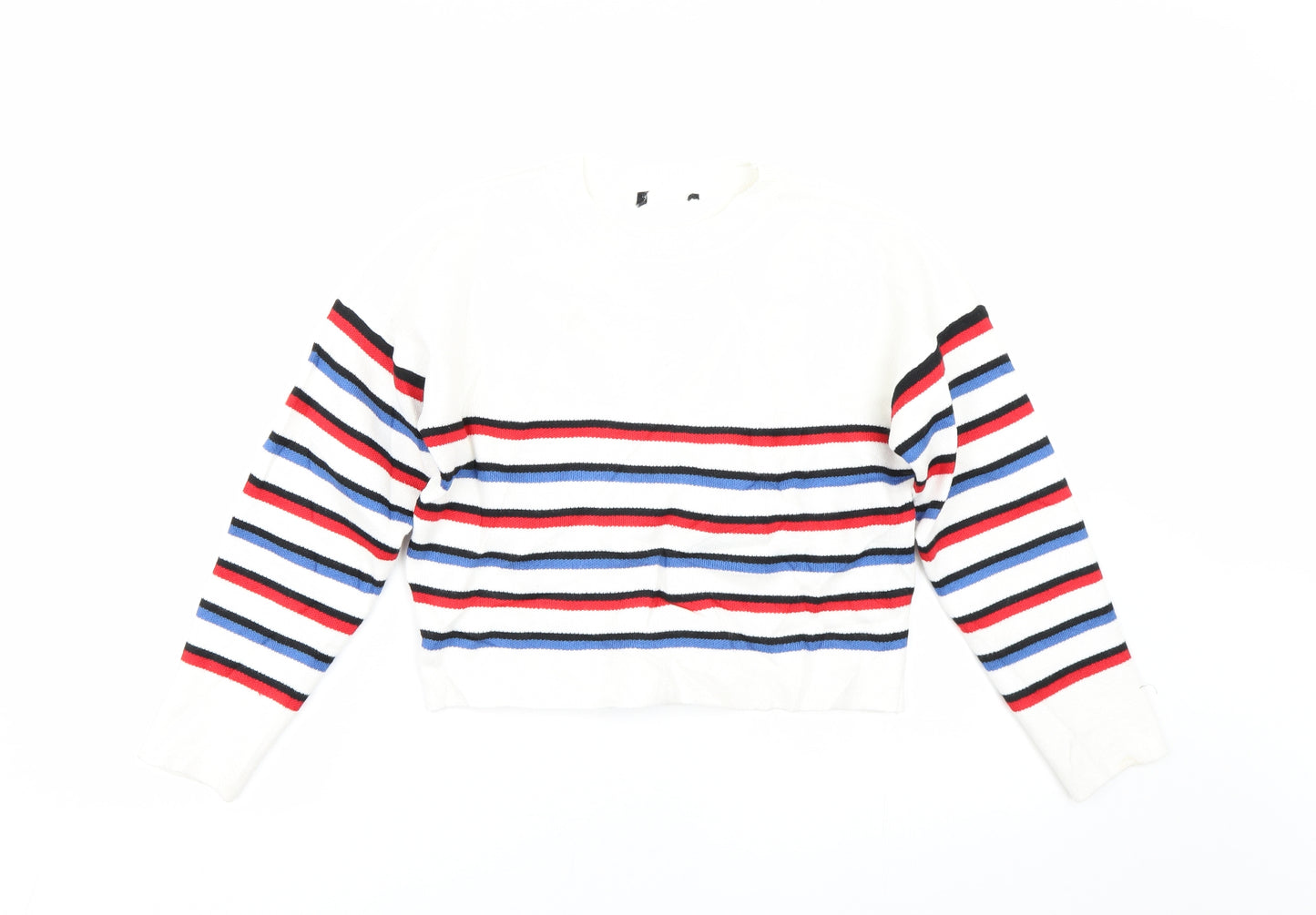 New Look Girls White Striped  Pullover Jumper Size 10-11 Years