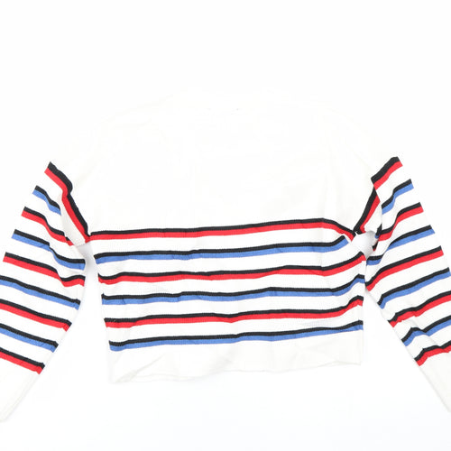 New Look Girls White Striped  Pullover Jumper Size 10-11 Years