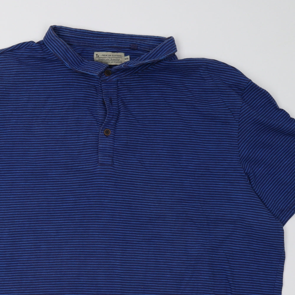 Sainsburys Mens Blue Striped   Polo Size 2XL