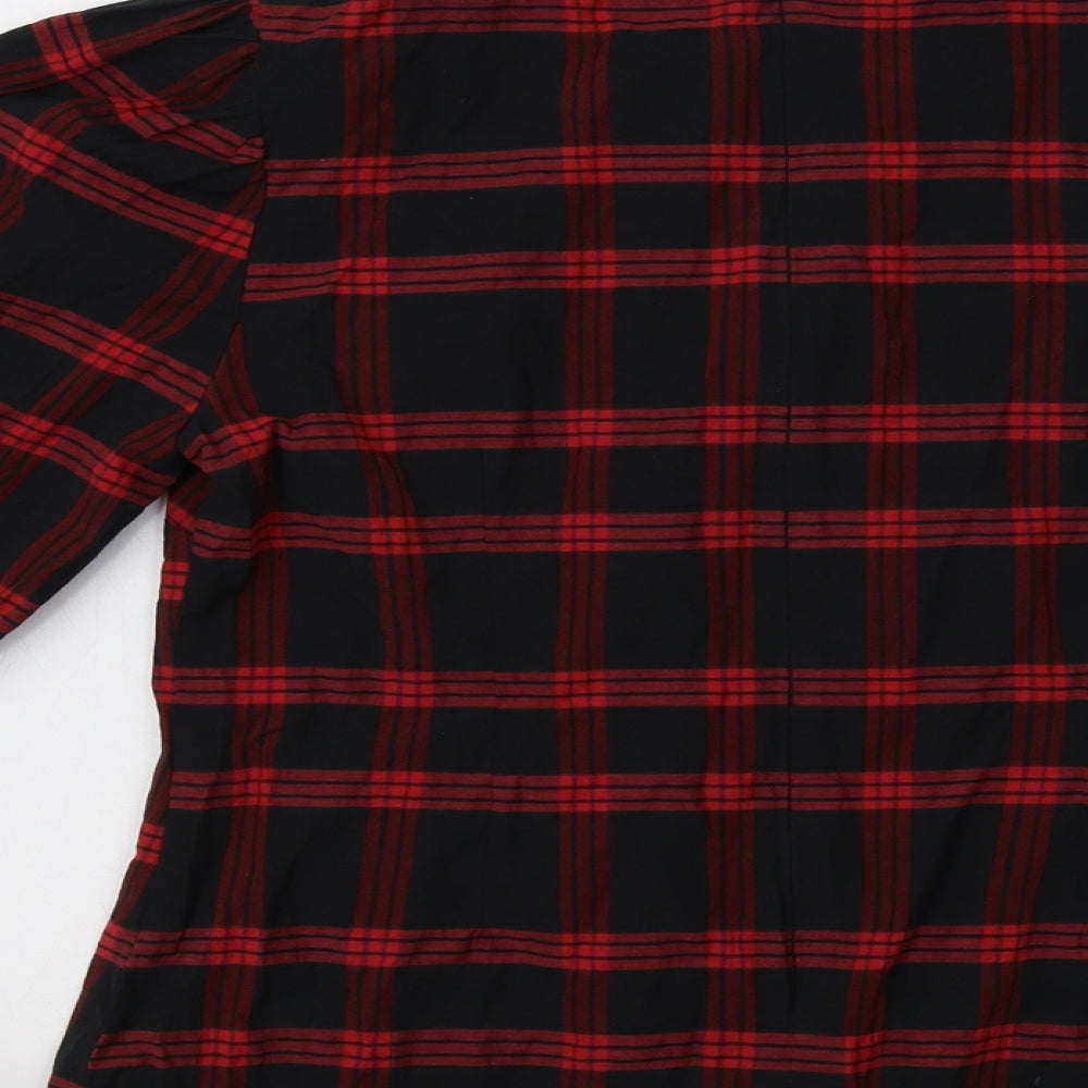 BE VERY Womens Red Check  Pullover Sweatshirt Size 14