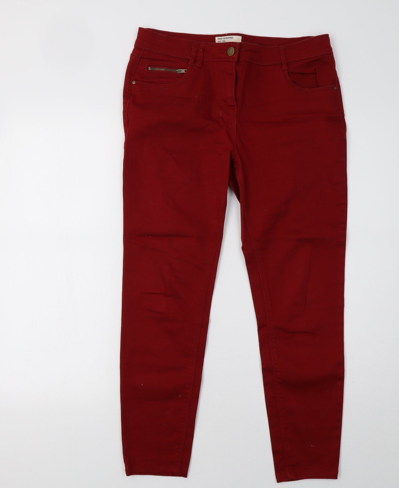 Debenhams Womens Red  Denim Straight Jeans Size 12 L29 in