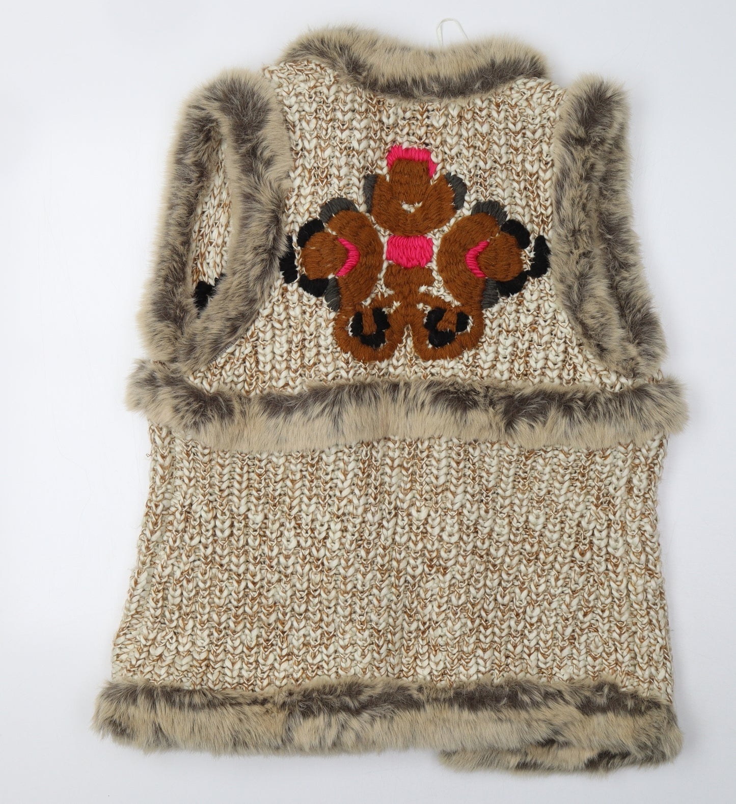 Topshop Womens Beige  Knit Gilet Jacket Size 14