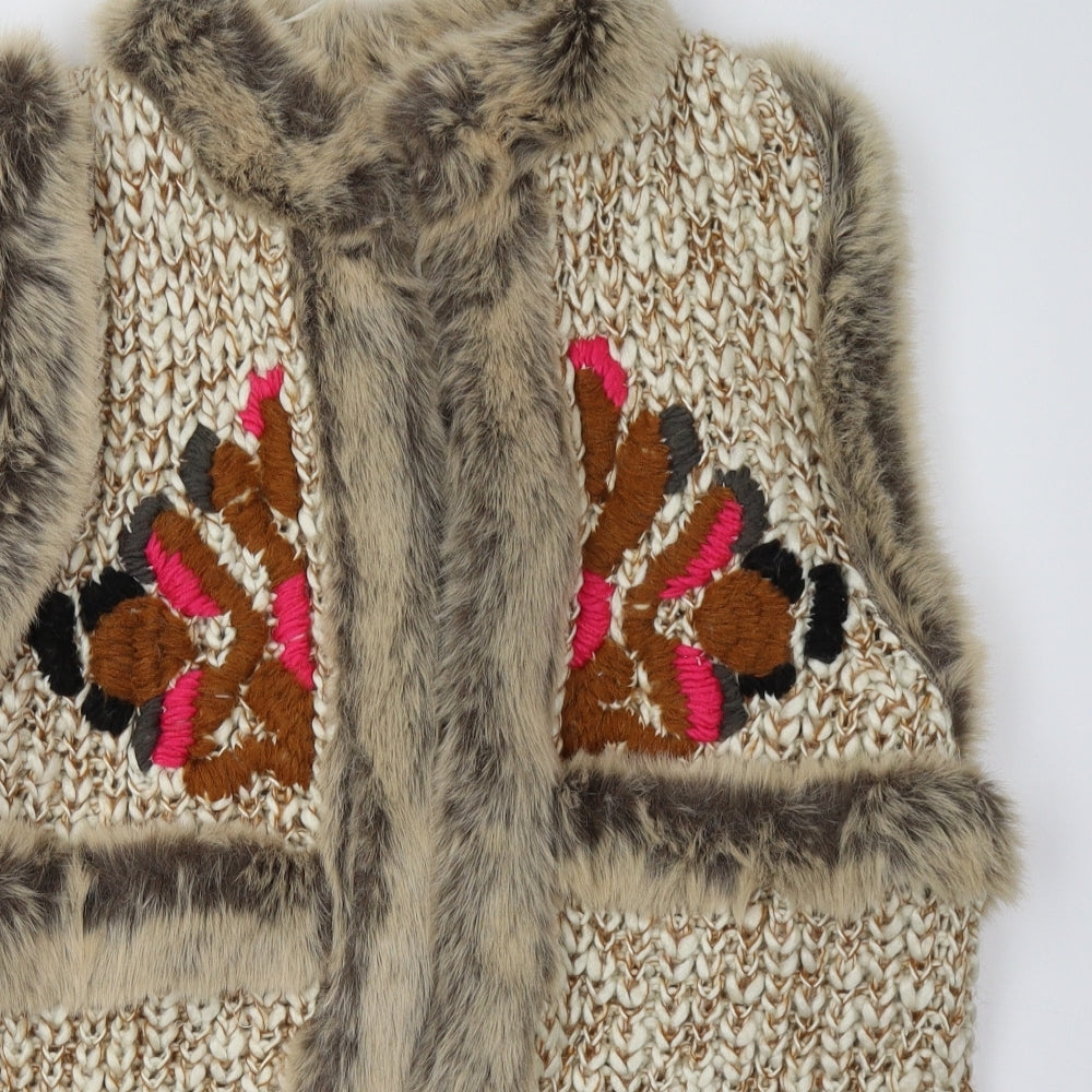 Topshop Womens Beige  Knit Gilet Jacket Size 14